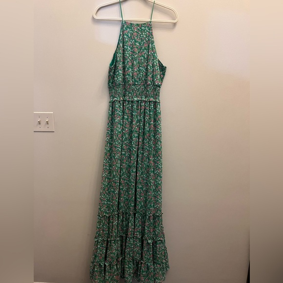 She + Sky Green Floral Maxi Dress Ruffles Wedding Vacation - Picture 3 of 11